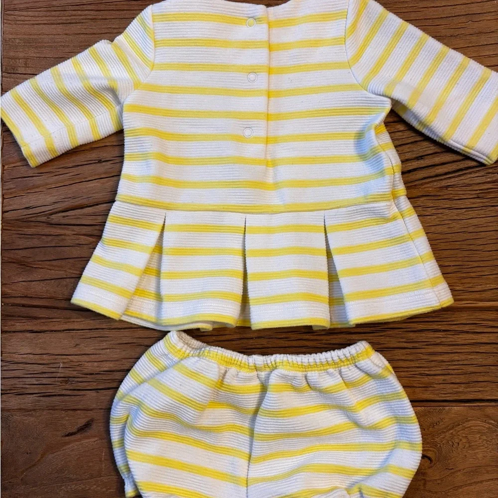 Janie and Jack Yellow and White Striped Diaper Cover Set